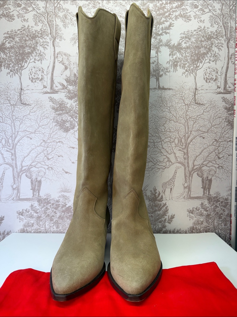 Isabel Marant Denvee Boot in Taupe tan suede leather knee high cowboy heel - Picture 4 of 8